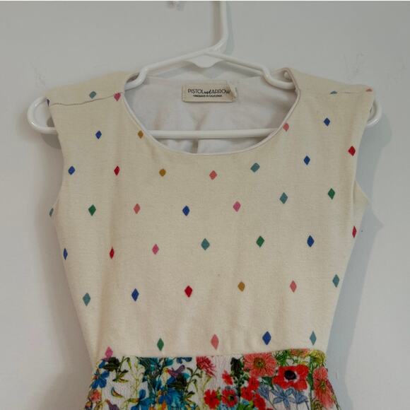 Pistol & Arrow Josie Dress w/ Bloomers, Floral and Diamond Dots - Toddler Size 2 - Picture 3 of 7